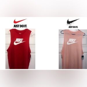 Both Red & Pink Muscle Tanks with White Swoosh Logo Size XL